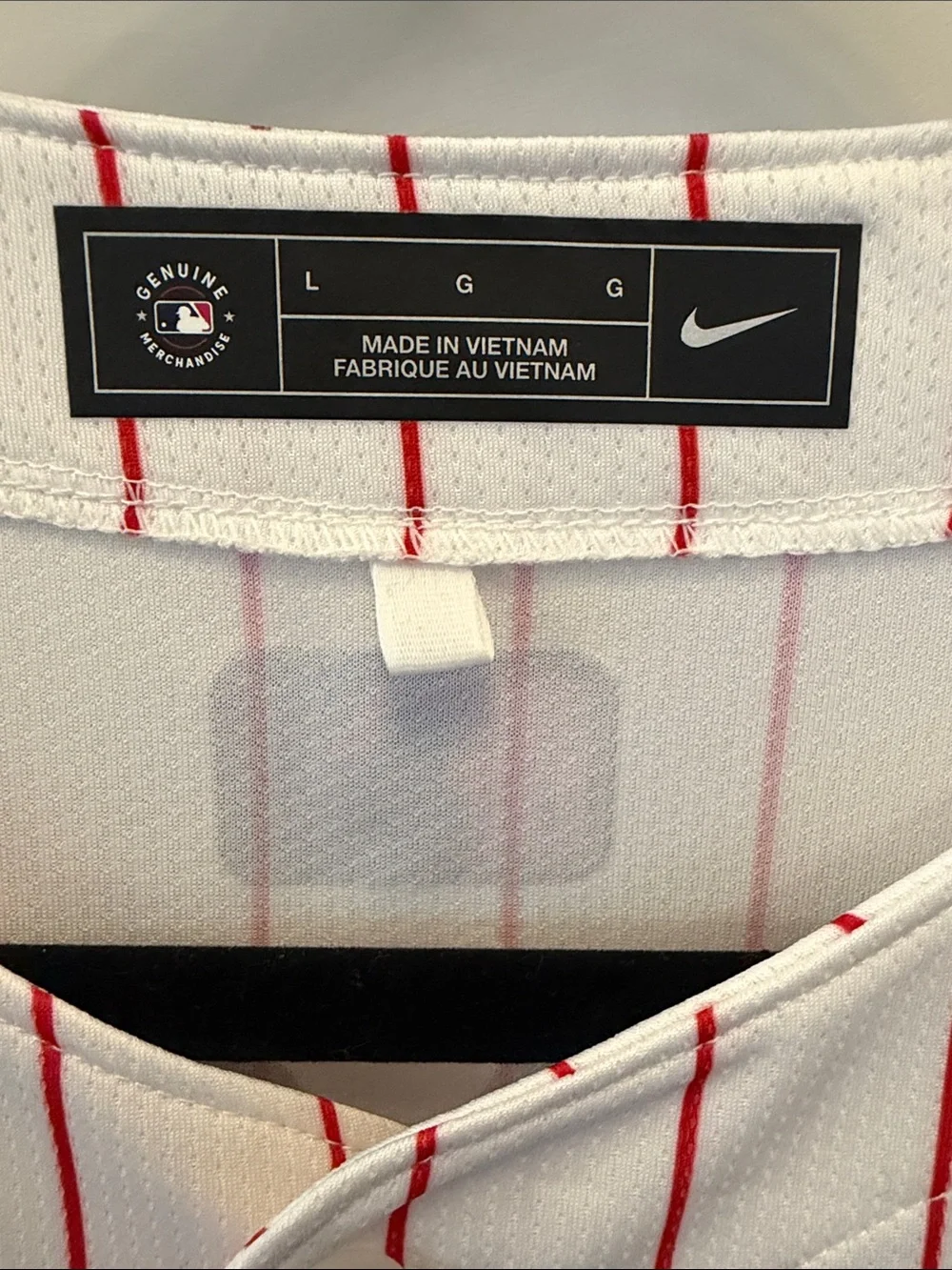 Adult Nike White and Red Phillies Baseball Jersey